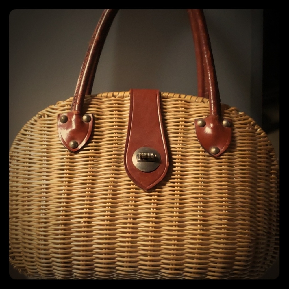 Dayne Taylor Leather/woven lucite shell Handbag